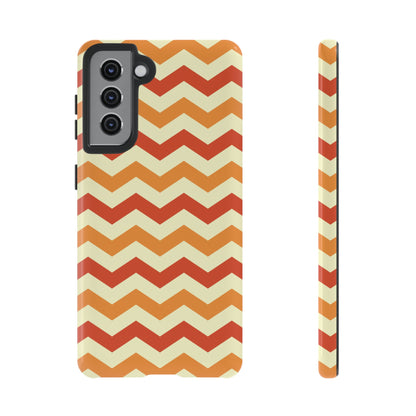 Warm Sunset Chevron – Orange, Red & Cream Geometric Samsung Galaxy Case