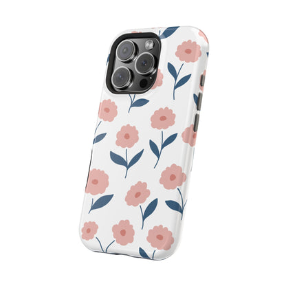 Playful Pink Floral Tough MagSafe  iPhone Case – Soft Pastel Design, Slim & Shockproof