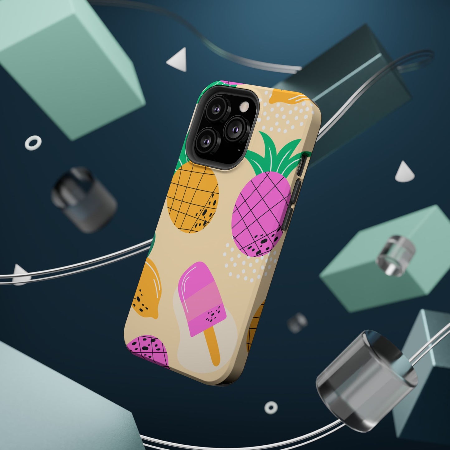 Tropical Pop MagSafe iPhone Case – Fun Pineapple & Lemon Design with Vibrant Summery Colors