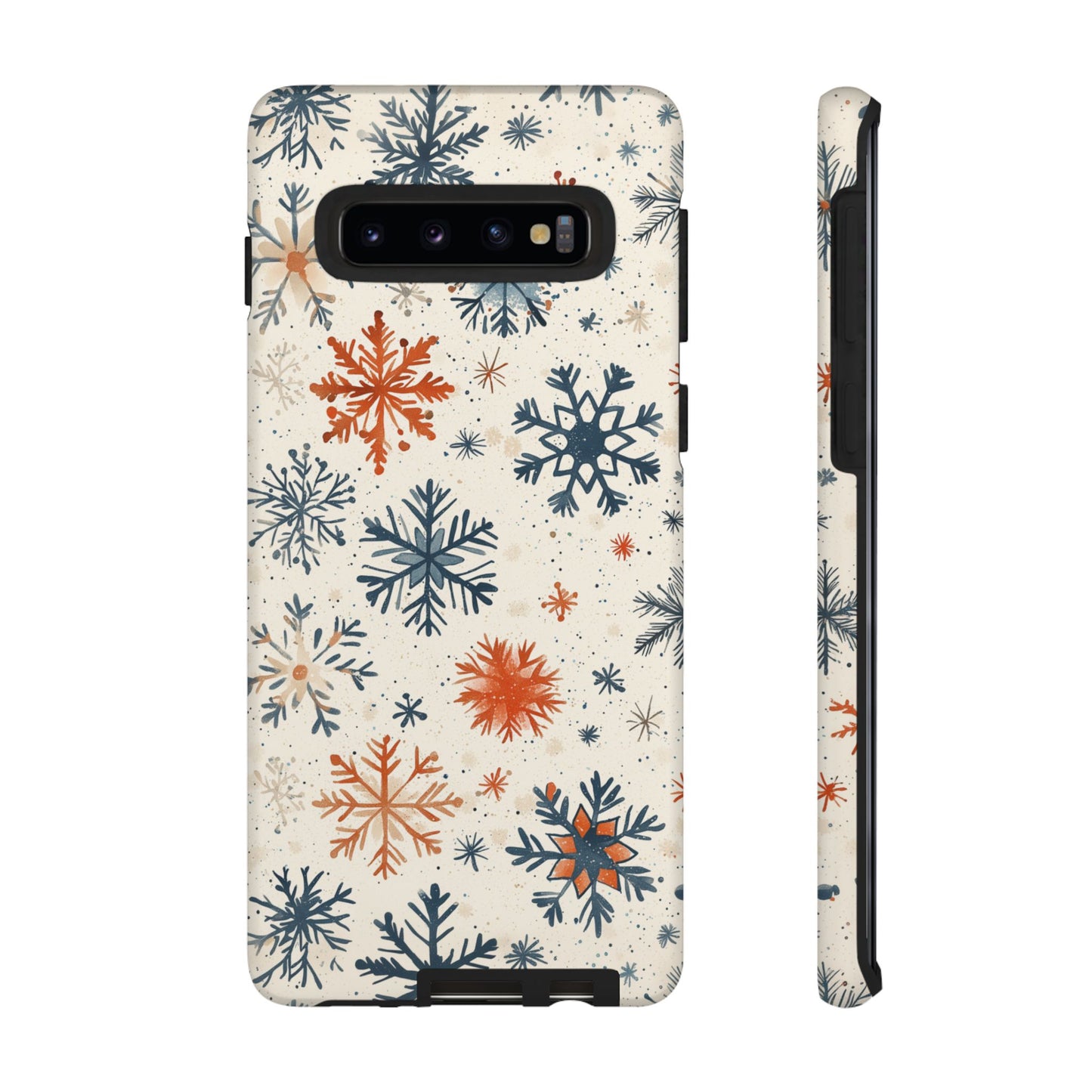 Rustic Orange and Blue Snowflake Pattern – Samsung Galaxy Series Case