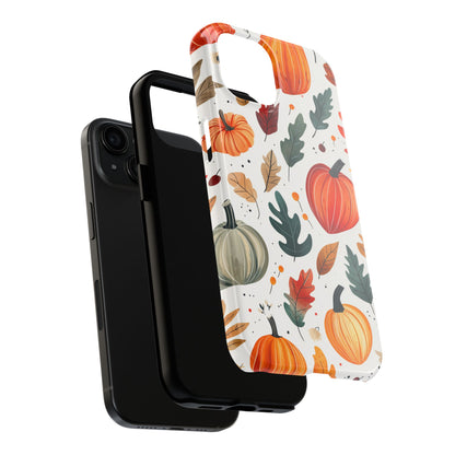 Autumn Harvest iPhone Case - Pumpkin and Fall Leaf Design