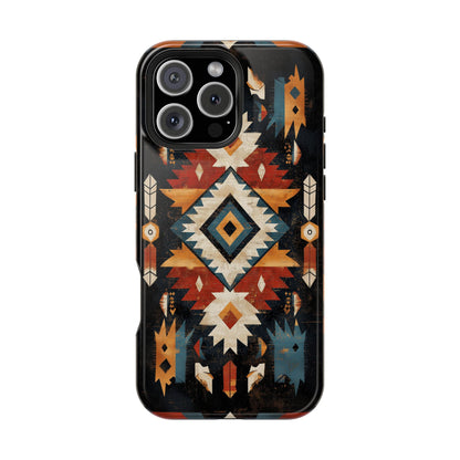 Southwestern Arrow & Diamond Tough MagSafe iPhone Case – Bold Tribal Design, Dual-Layer Protection