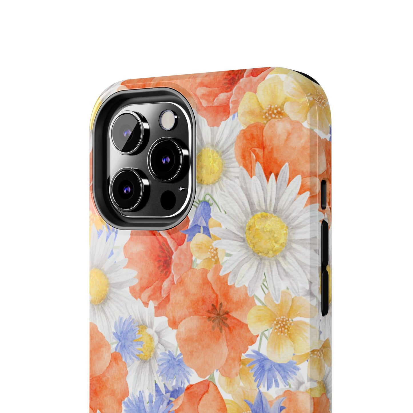 Watercolor Wildflower Pattern iPhone Case – Durable Matte Finish with Daisy, Poppy & Cornflower Design