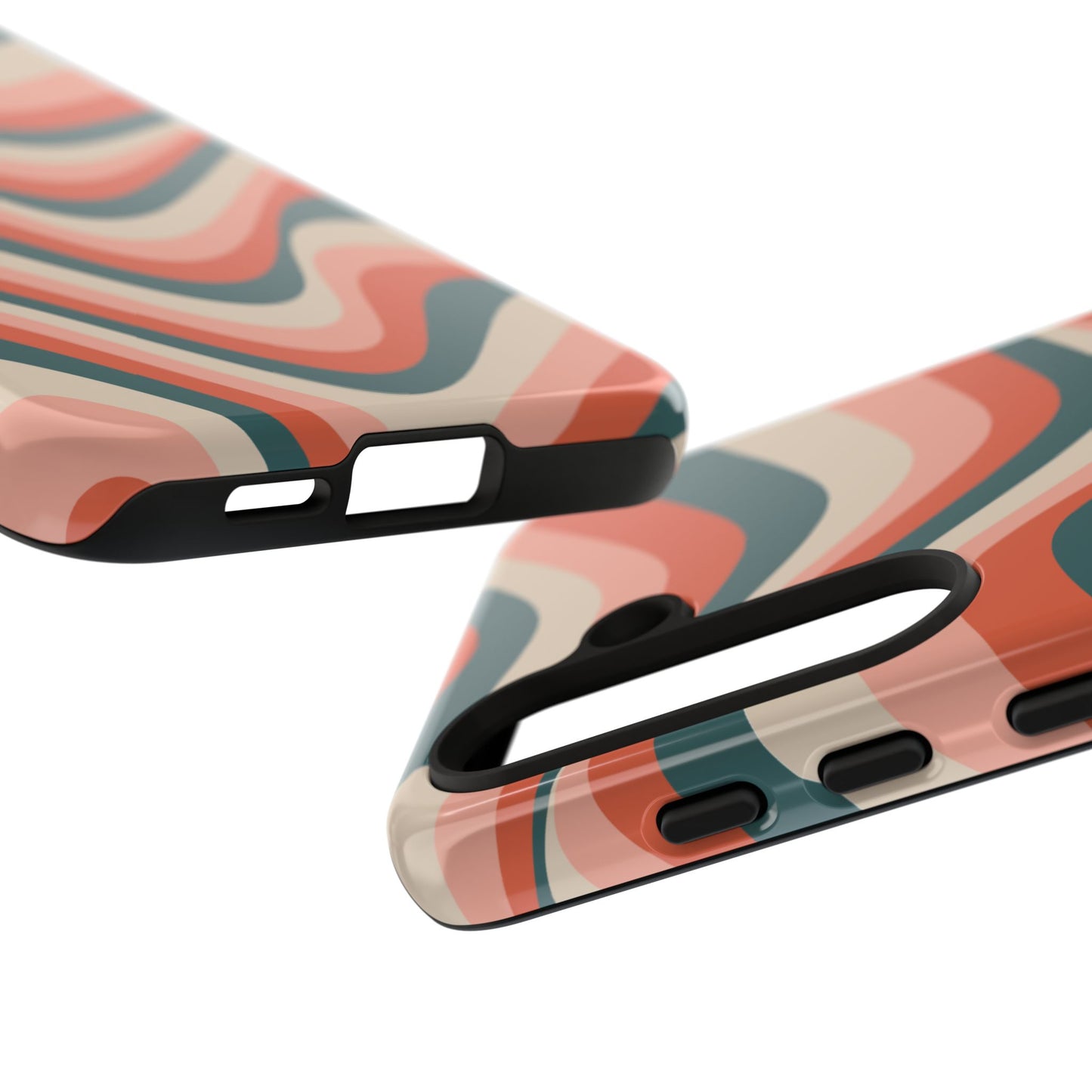 Groovy Waves Samsung Galaxy Case – Retro 70s-Inspired Stripes in Coral, Cream, and Teal