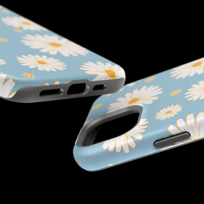 Bright Daisy MagSafe iPhone Case – Light Blue Background, Shockproof and Slim Design