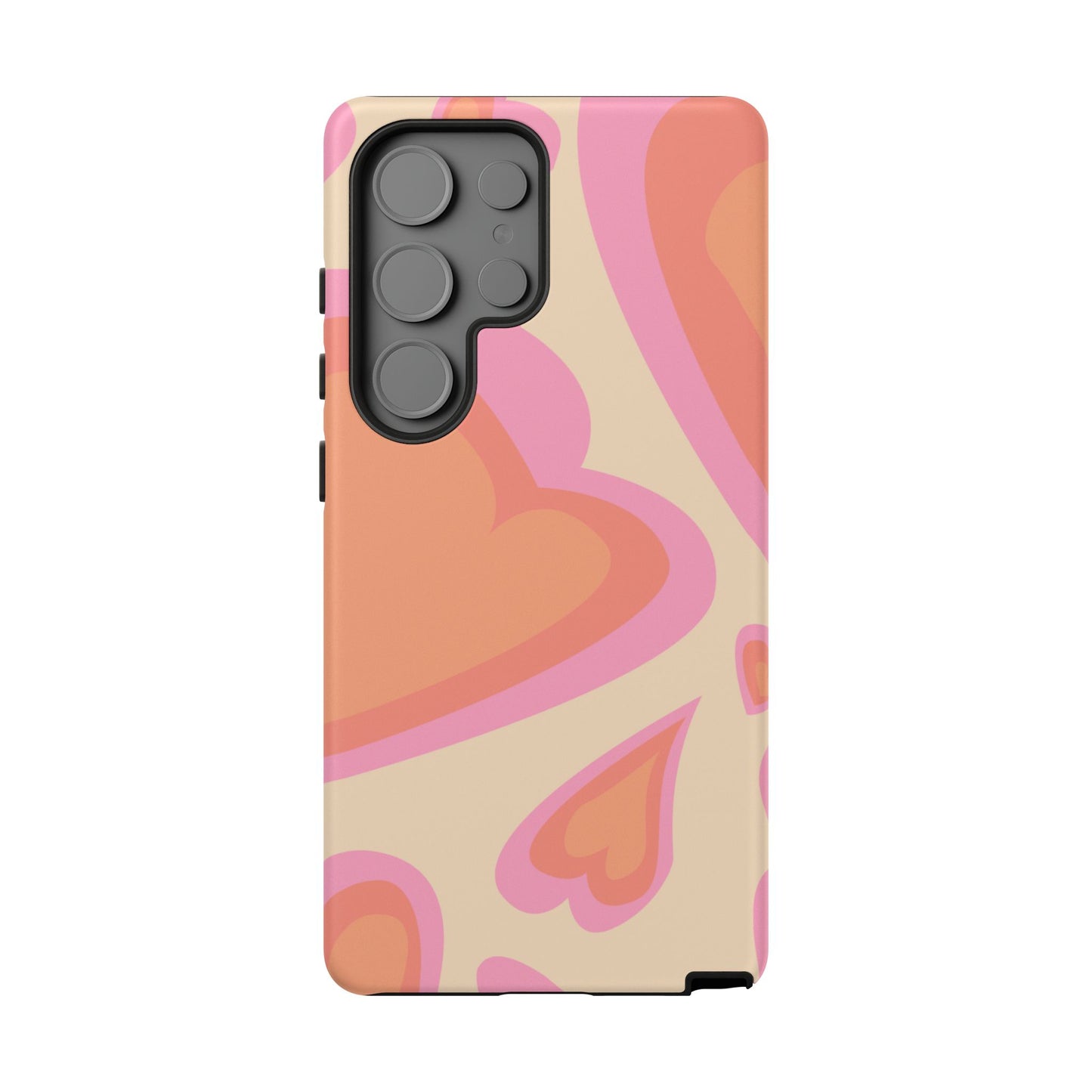 Retro Pink Hearts Samsung Galaxy Case – Shock-Resistant, Matte Finish, Dual-Layer Protection