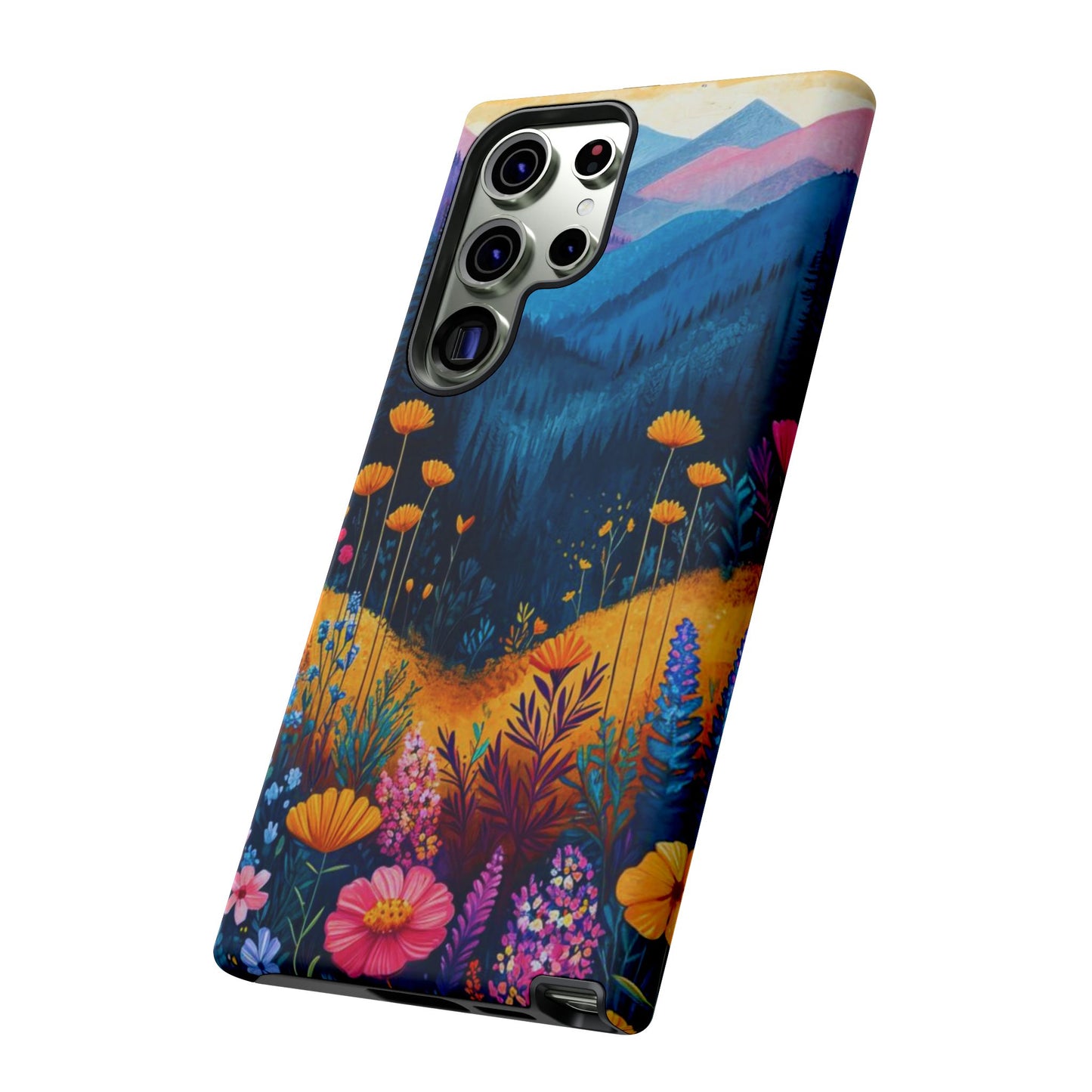 Vibrant Wildflower Mountain Samsung Galaxy  Case – Bold Nature Art, Dual-Layer Protection