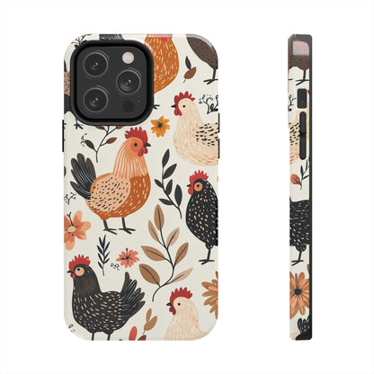 iPhone Case: Cluckin' Vintage – Chickens & Leaves