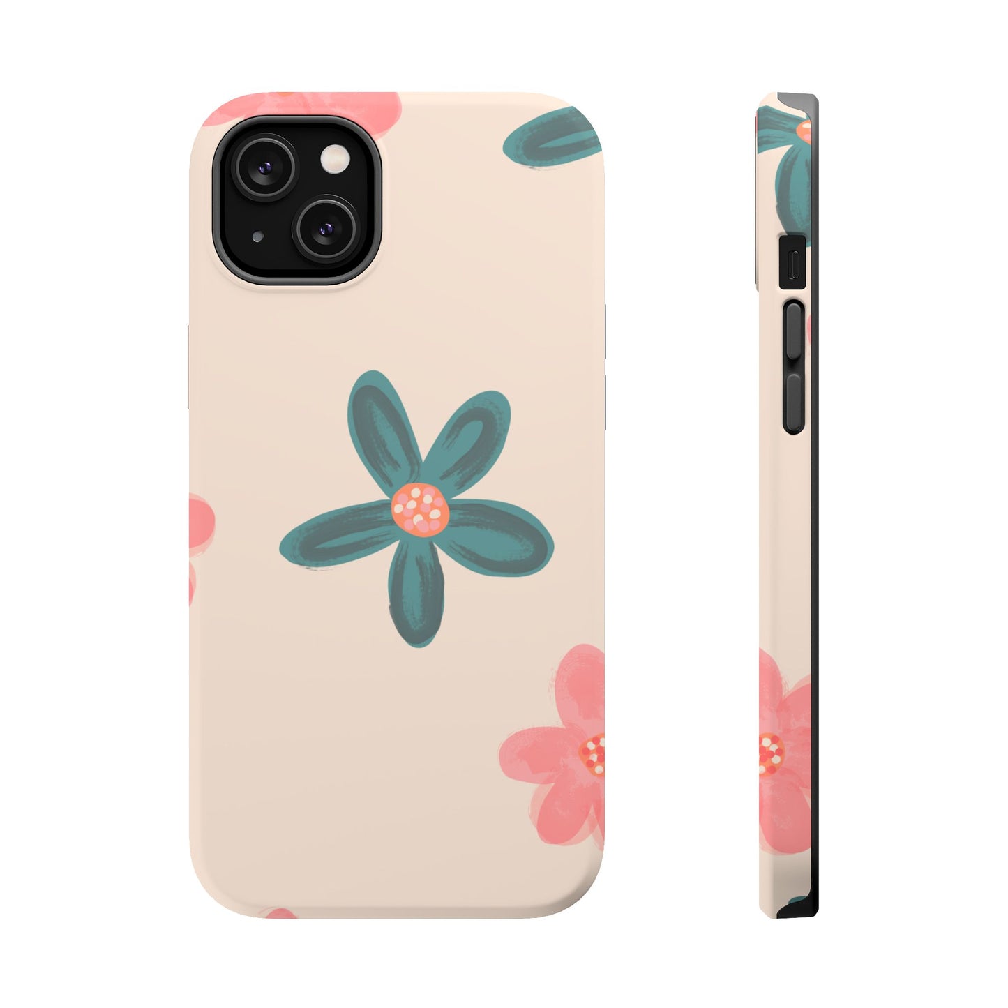 Vintage Floral Tough MagSafe iPhone Case – Soft Matte Finish with Dual-Layer Protection