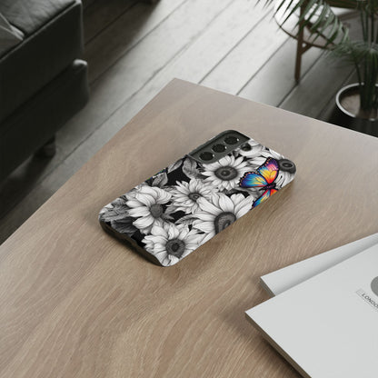 Rainbow Butterflies & Monochrome Sunflowers – Samsung Galaxy Case