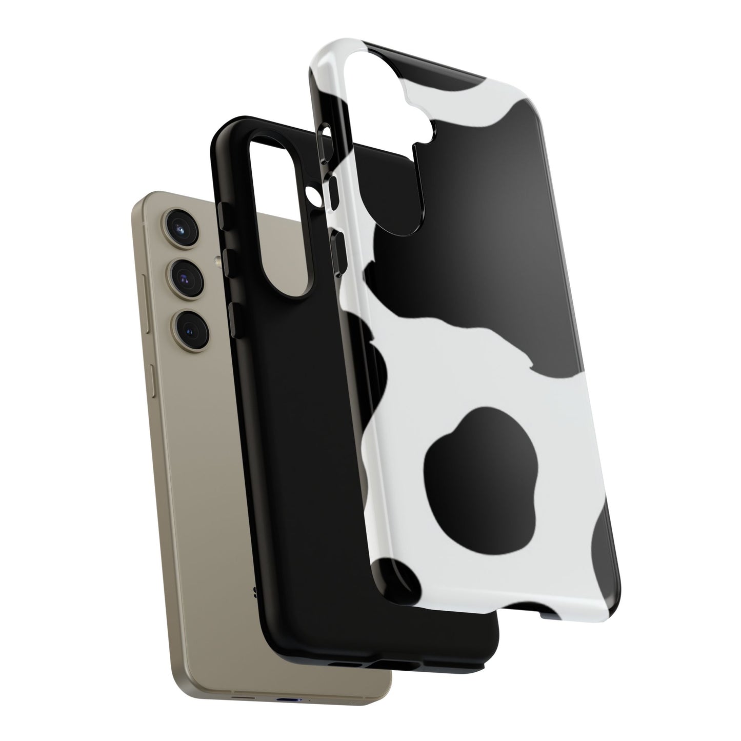 Bold Black and White Cow Print Tough Samsung Galaxy Case – Modern Animal Pattern with Dual-Layer Protection