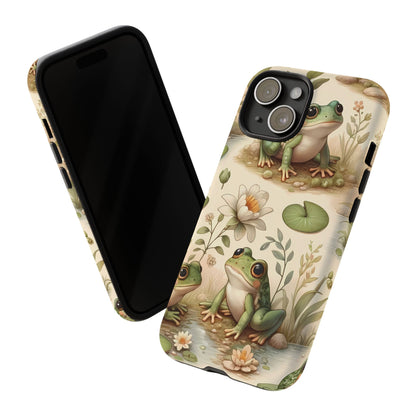 Cute Frogs Phone Case - Pond Pals Frolic - Charming Frog Lily Pad Phone Case for iPhone, Google & Samsung! Great Gift For Any Frog Lover!