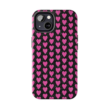 Glitter Pink Hearts iPhone Case