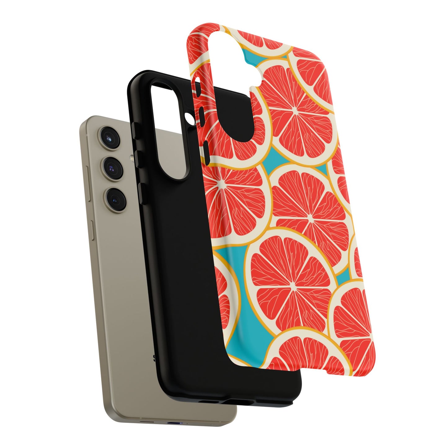 Ruby Grapefruit Pop Tough Samsung Galaxy Case – Vibrant Citrus Design, Shock - Resistant Protection - BOGO Cases