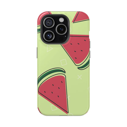 Watermelon Slice MagSafe iPhone Case – Fresh & Fun Design with Retro Geometric Pattern