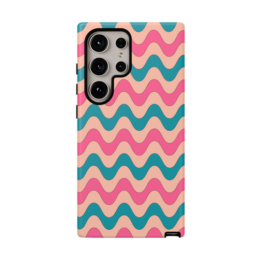 Retro Waves Pattern Samsung Galaxy Case – Shockproof Design with Dual-Layer Protection