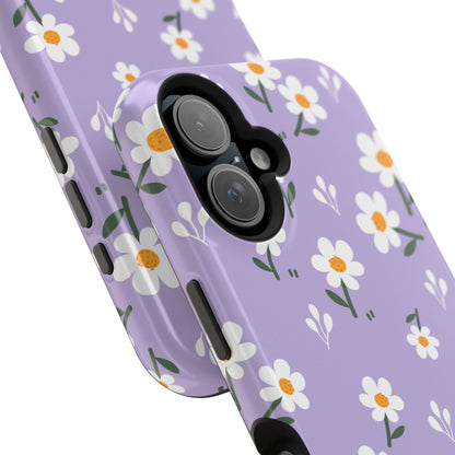 Purple Daisy Garden MagSafe  iPhone Case – Soft Lavender Background, Shockproof Protection with Slim Fit