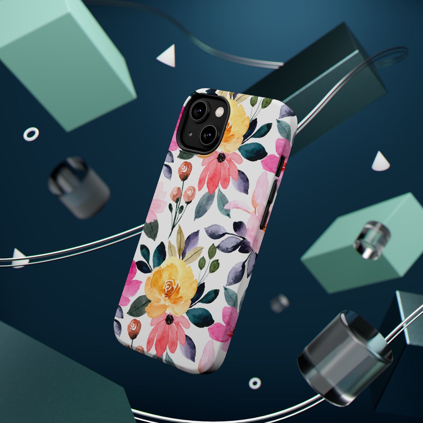 Blossoming Beauty – MagSafe Case with Pastel Floral Watercolor Design