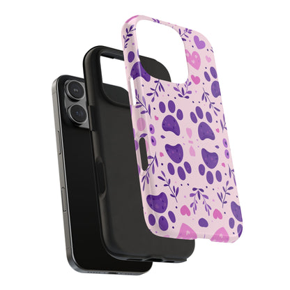 Pastel Paw Print iPhone Case - Cute Pet-Themed Floral Protective Cover