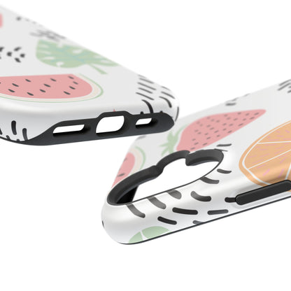 Tropical Fruit Fiesta Tough MagSafe iPhone Case – Fun Watermelon, Pineapple, and Citrus Design