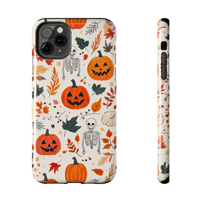 Halloween Pumpkin & Skeleton iPhone Case – Spooky Autumn Design