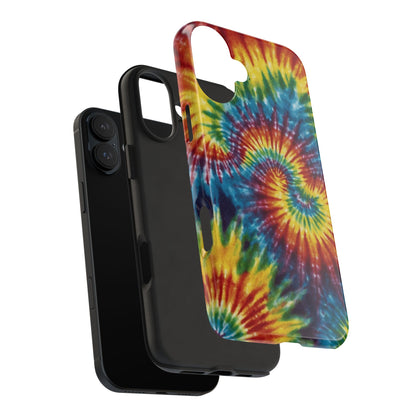 Retro Tie-Dye Swirl iPhone Case – Rainbow Spiral Design