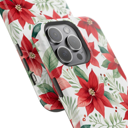 Festive Poinsettia Holiday Pattern – MagSafe iPhone Series Case