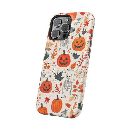 Halloween Pumpkin & Skeleton MagSafe iPhone Case – Spooky Autumn Design