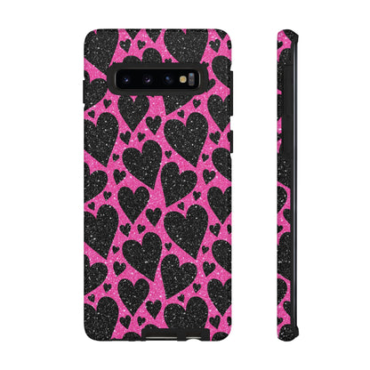 Pink Glitter Hearts Samsung Galaxy Case