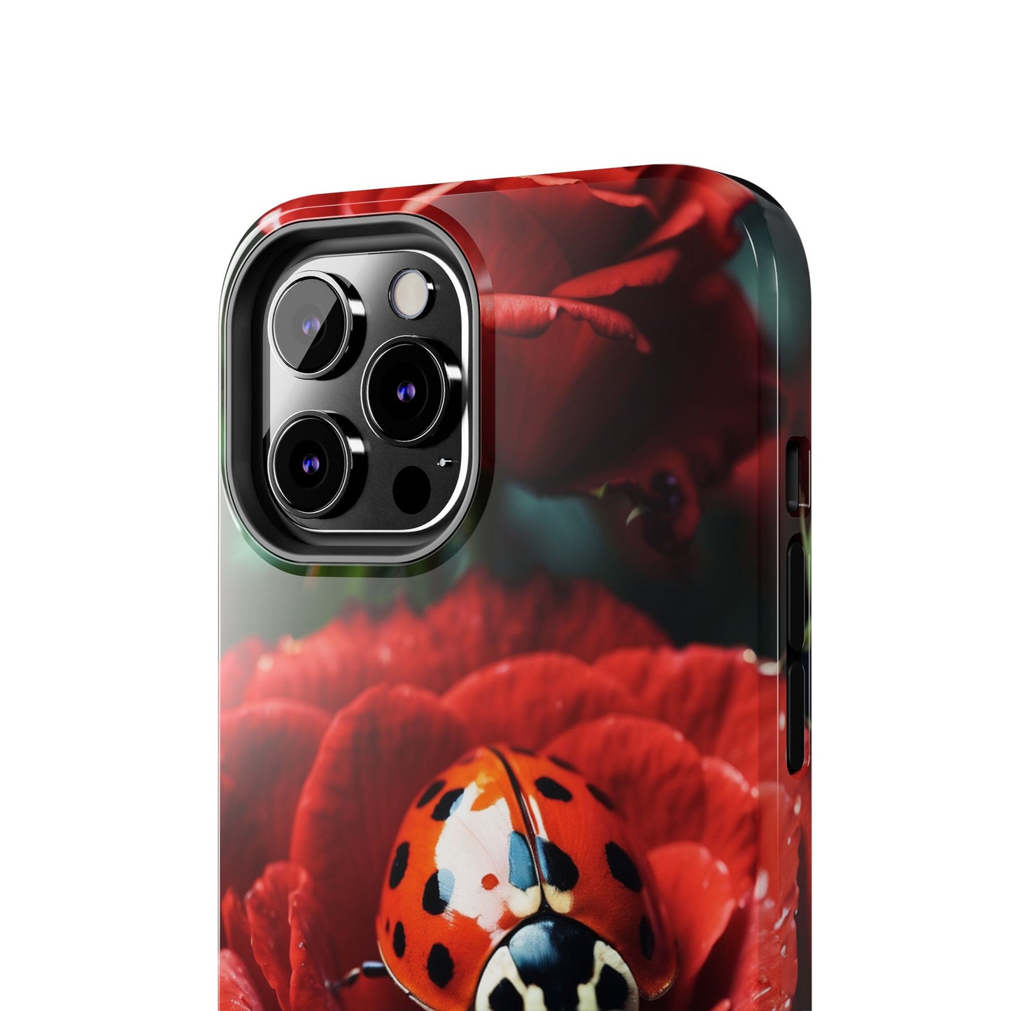 Elegant Rose & Ladybug Charm - iPhone Series Case