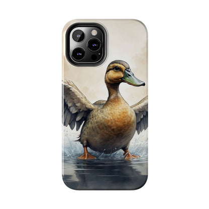 Graceful Duck in Watercolor Scene - iPhone Case