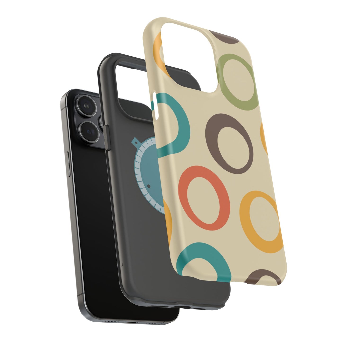 Retro Colorful Rings MagSafe iPhone Case – Shockproof, Matte Finish, Dual-Layer Protection