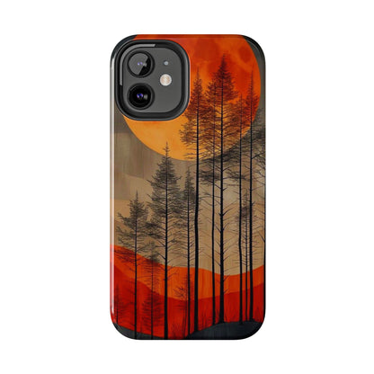 Moody Forest Moonrise iPhone Case – Dark Landscape Design, Dual-Layer Protection