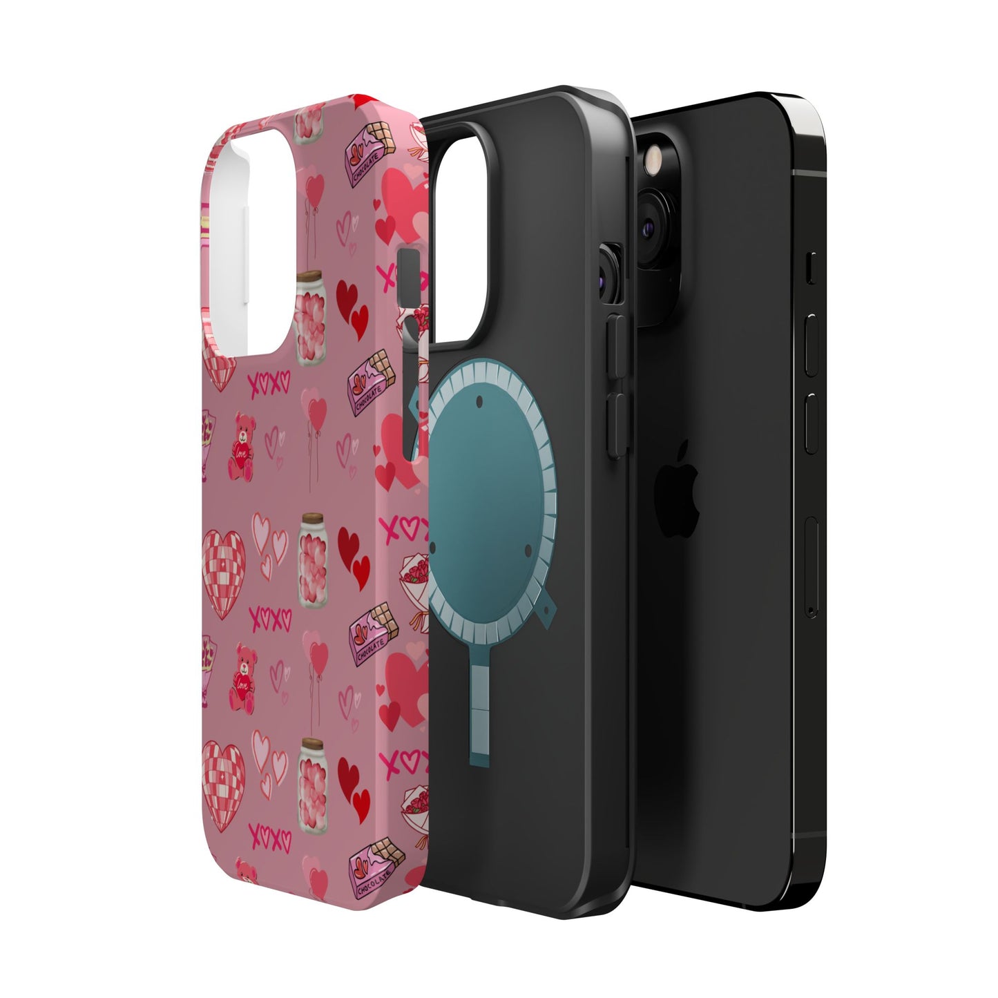 Pink Valentine Love Collage – MagSafe-Compatible iPhone Case