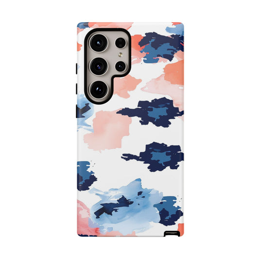 Abstract Coral & Navy Watercolor Design – Samsung Galaxy Case