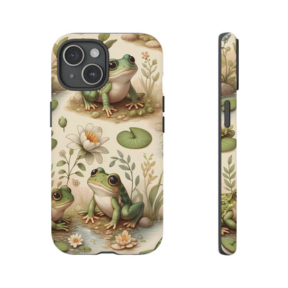 Cute Frogs Phone Case - Pond Pals Frolic - Charming Frog Lily Pad Phone Case for iPhone, Google & Samsung! Great Gift For Any Frog Lover!