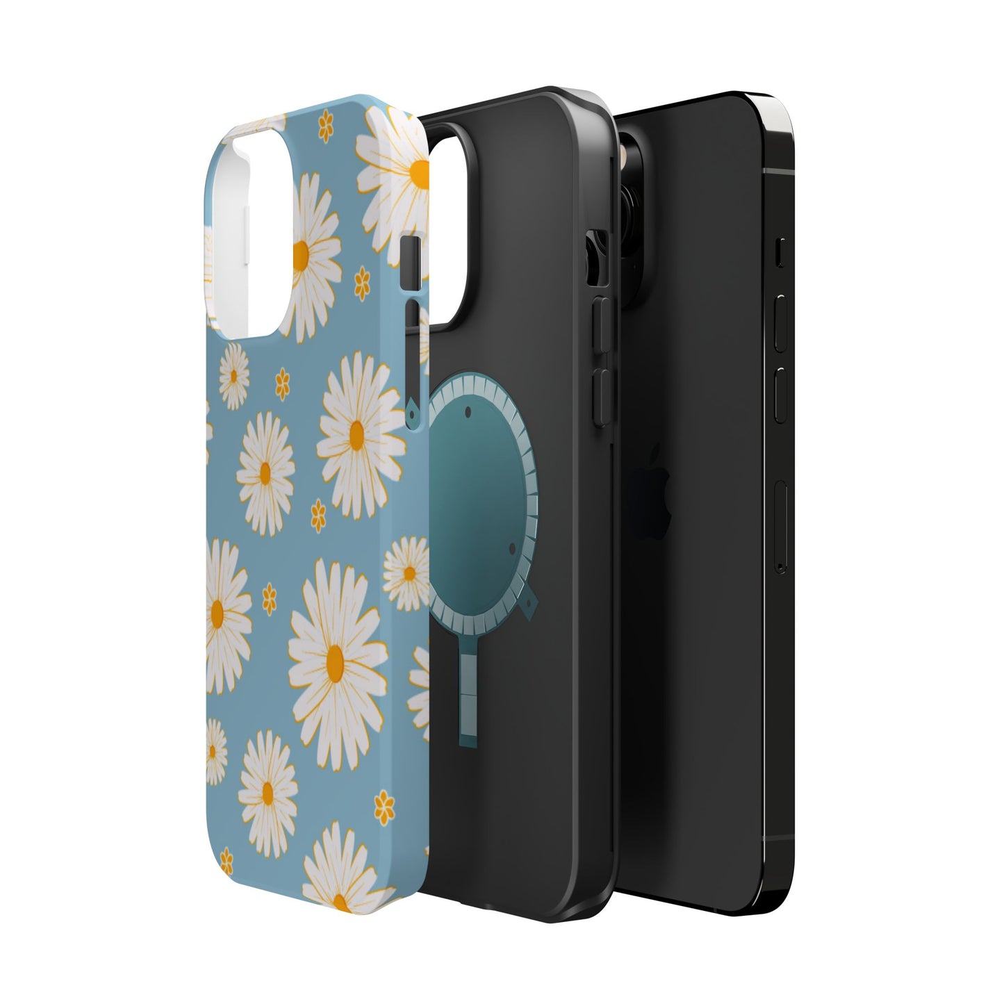 Bright Daisy MagSafe iPhone Case – Light Blue Background, Shockproof and Slim Design