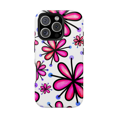 Pink Retro Bloom MagSafe iPhone Case – Ultra-Slim Design, Glossy Finish