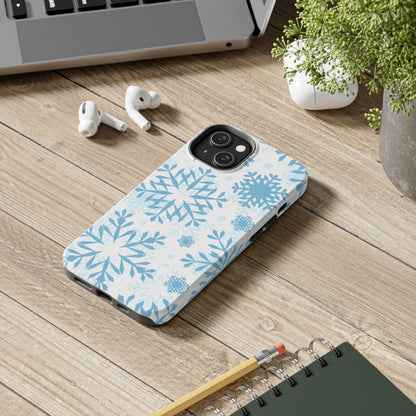 Frosty Blue Snowflakes iPhone Case – Shockproof, Smooth Matte Finish, Dual-Layer Design