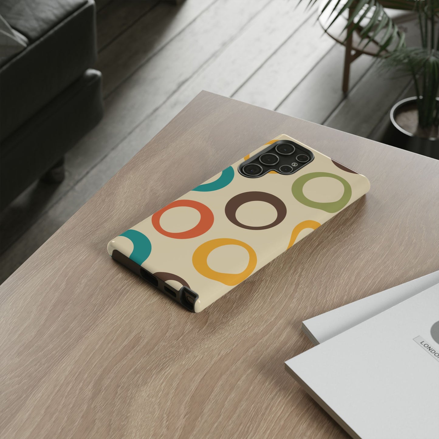 Retro Colorful Rings Samsung Galaxy Case – Shockproof, Matte Finish, Dual-Layer Protection