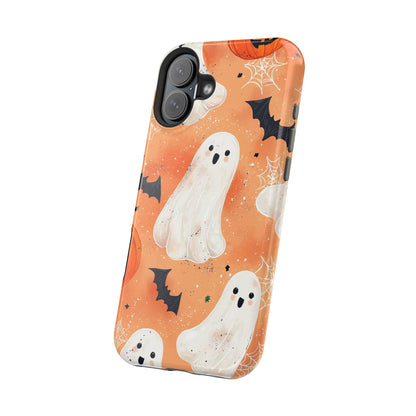 Spooky Cute Ghost MagSafe iPhone Case – Halloween Ghosts, Pumpkins, Bats & Cobwebs Design