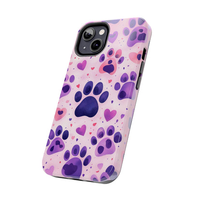 Purple Paw Print iPhone Case - Playful Pet Lover’s Protective Cover