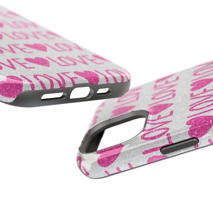 Pink Glitter Love Pattern – MagSafe iPhone Case