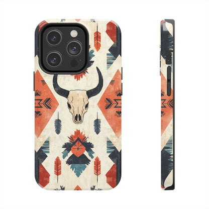 Southwestern Boho Skull Tough iPhone Case – Durable Matte Finish, Dual - Layer Protection - BOGO Cases