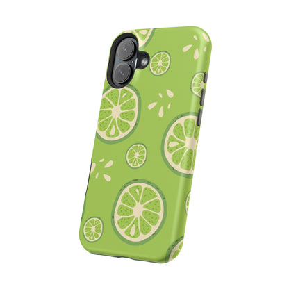 Zesty Lime Splash Tough MagSafe iPhone Case – Fresh Citrus Design, Dual-Layer Protection