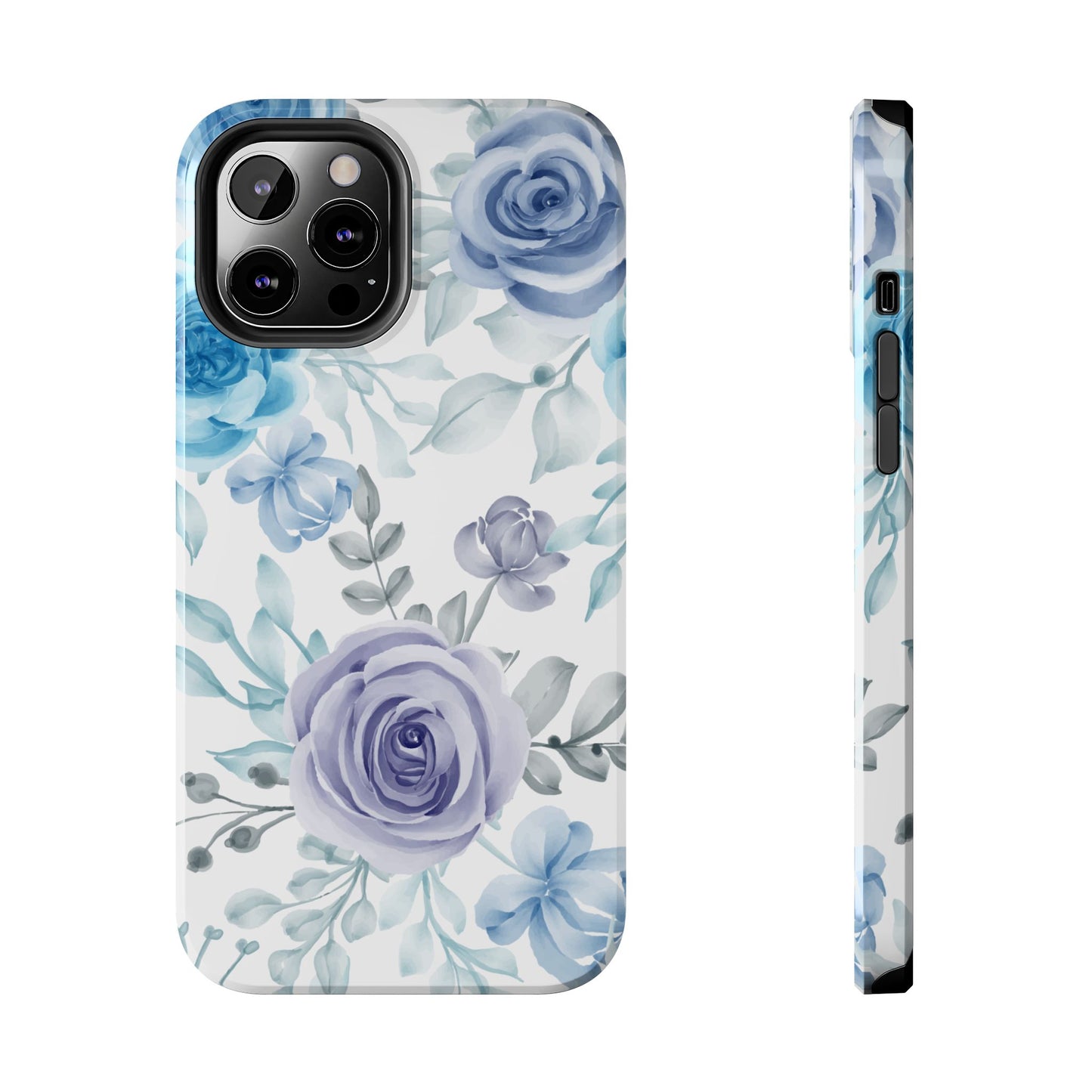 Elegant Blue & Violet Roses iPhone Case – Luxurious Floral Design for Chic Device Protection