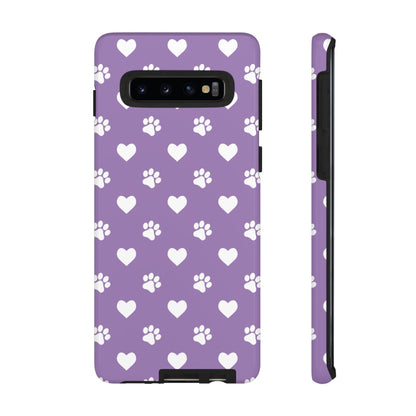 Lavender Paw Prints & Hearts Design - Adorable Pet Lover Samsung Galaxy Case