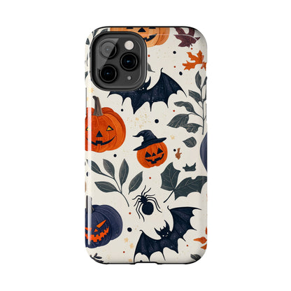 Spooky Halloween iPhone Case – Pumpkins, Bats, and Spider Design