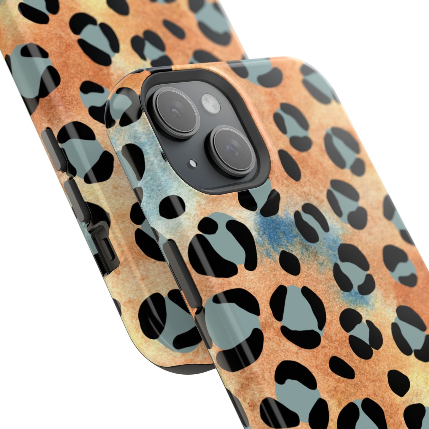 Sunset Watercolor Leopard Print Tough MagSafe iPhone Case – Artistic Animal Pattern with Dual-Layer Protection