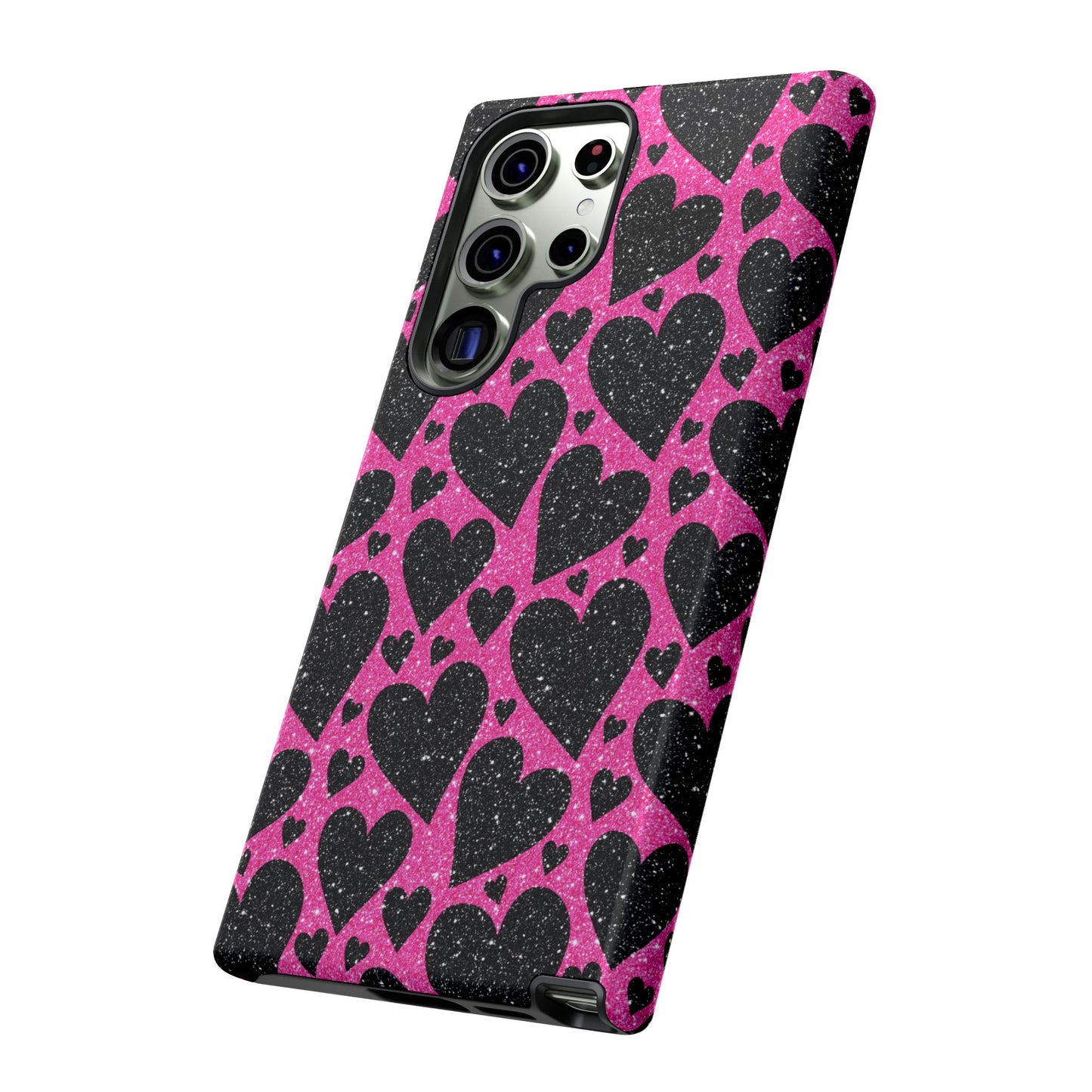 Pink Glitter Hearts Samsung Galaxy Case